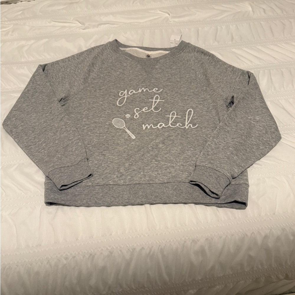 Lou & Grey Heather Gray Knit Tennis Sweatshirt NWT-Top XS.